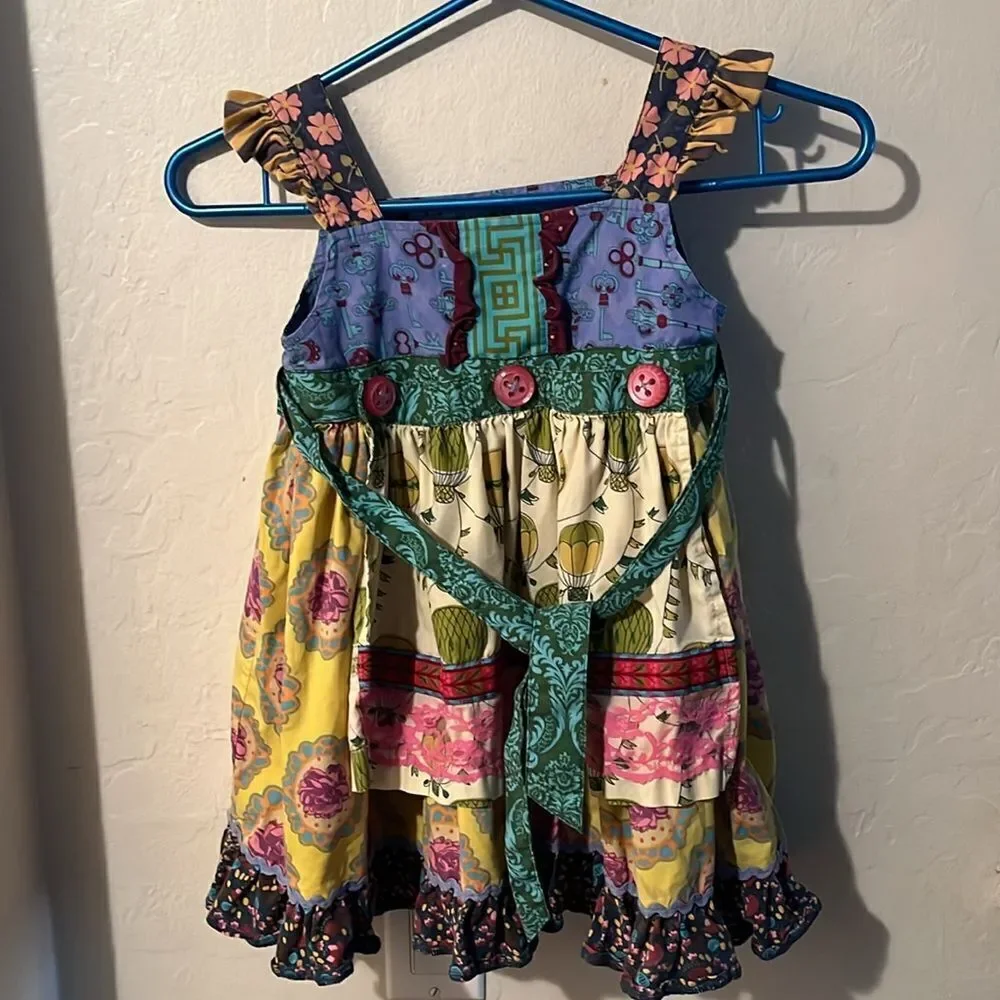 Matilda Jane Paint By Numbers Multi Print Apron Hot Air Balloon Floral Dress